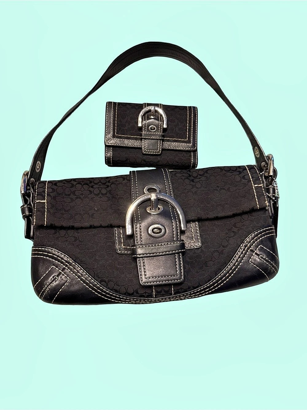 Coach SoHo Flap Baguette with matching wallet